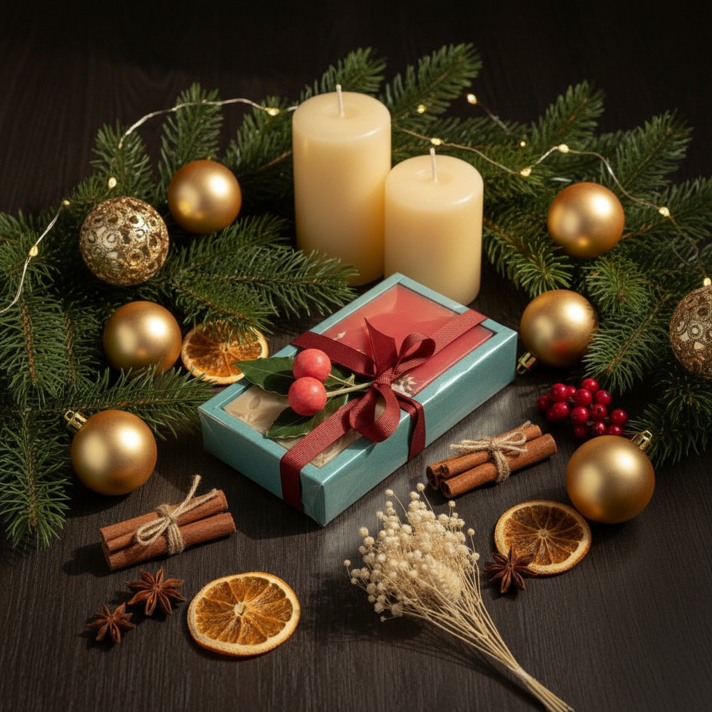 Holiday Wellness Starter Set with festive background
